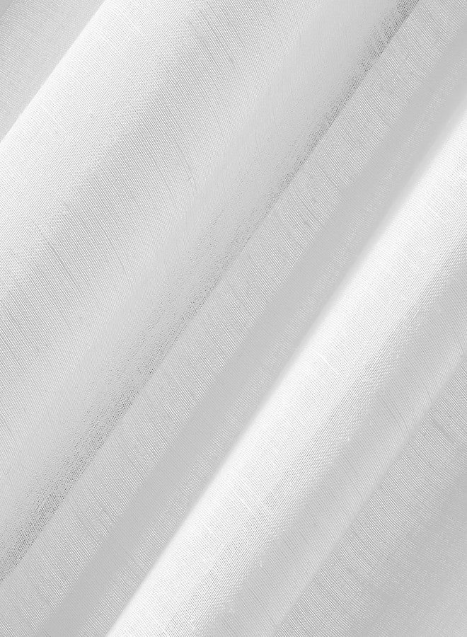 Archaeo Slub Textured Linen Blend Cafe Curtain Pair, 56" x 36", White - Image 3
